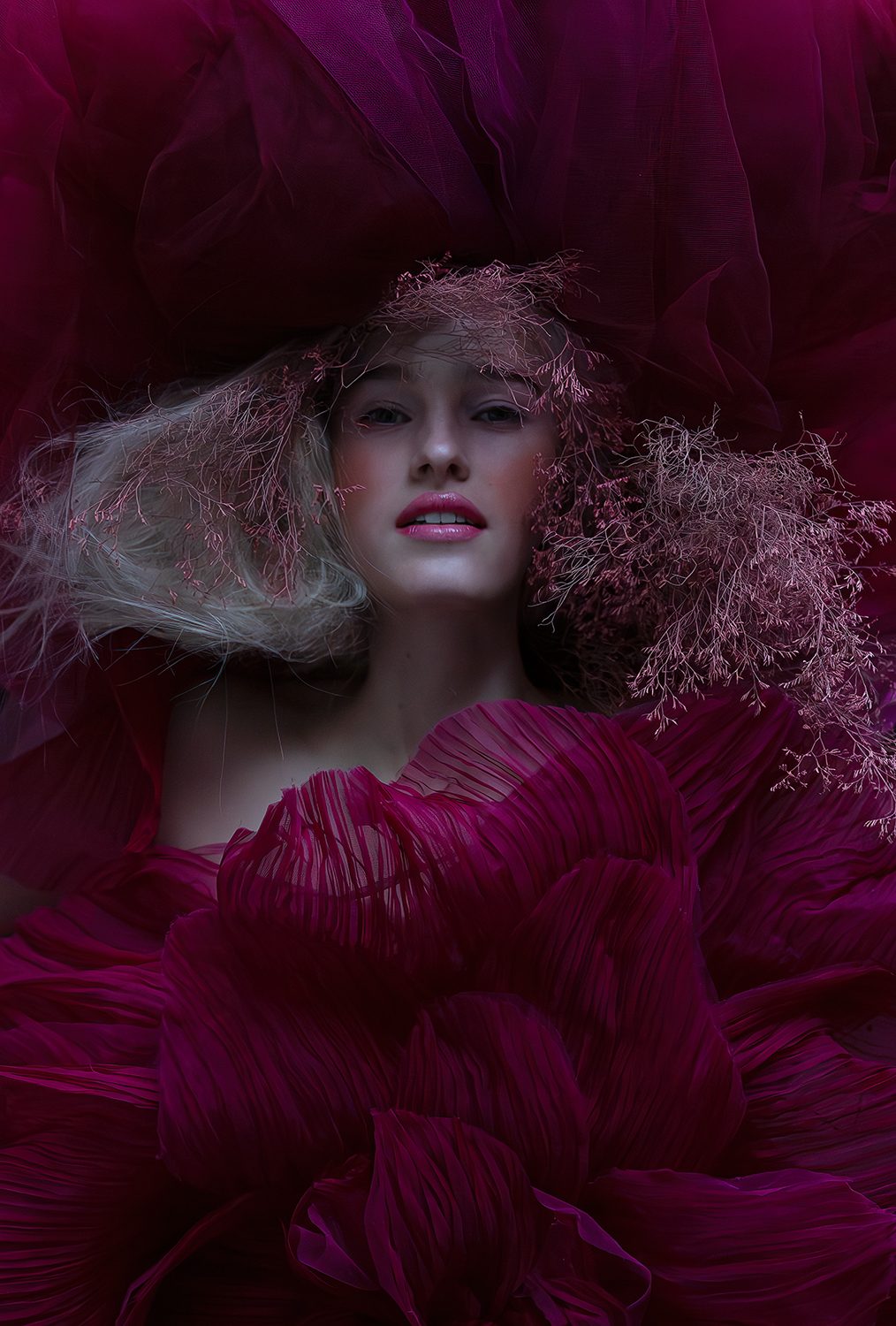 haute couture editorial for the Edge mag print issue starring Leia Matagne from Elite models