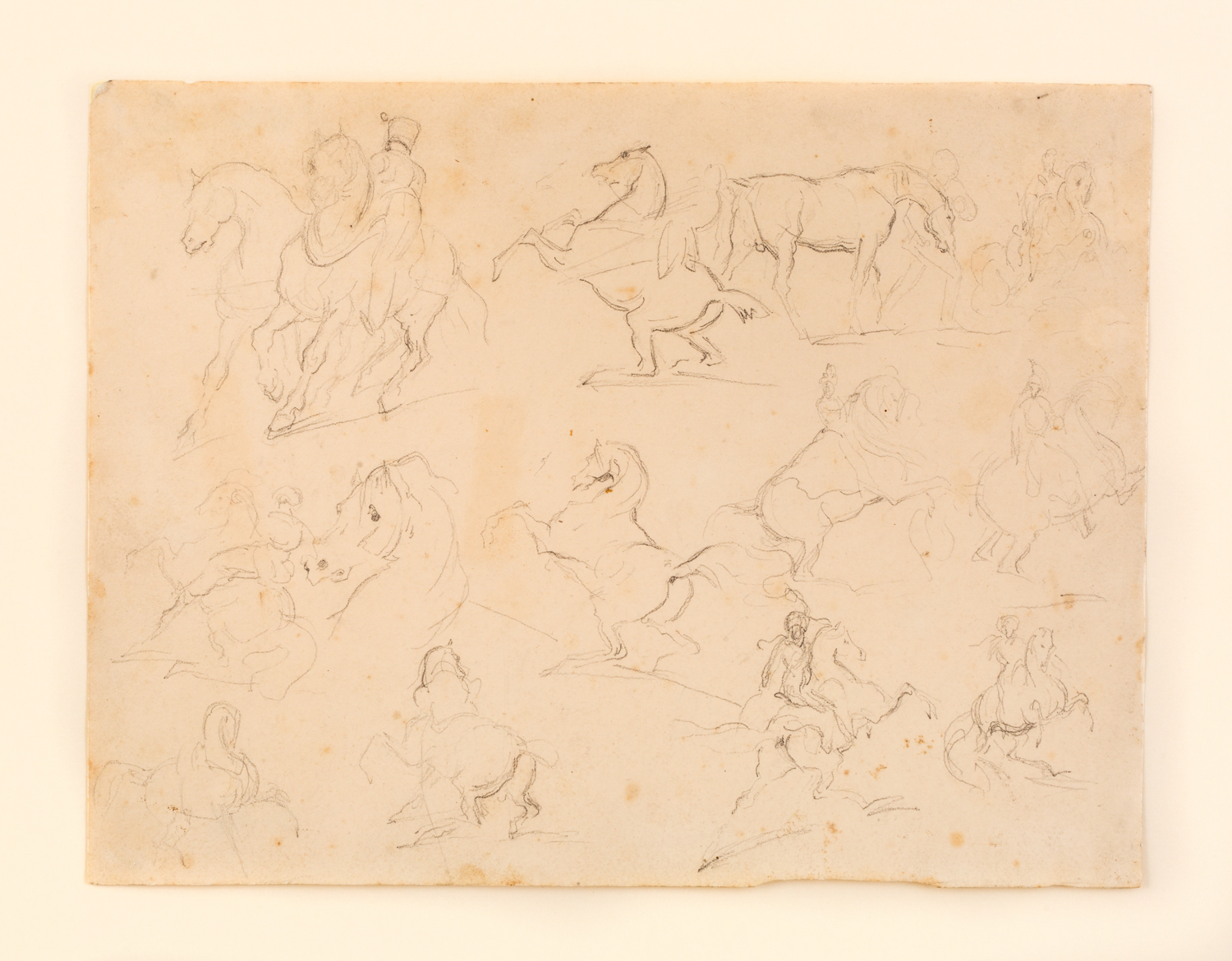 Géricault Jean – Louis – André –Théodore. Studies of rearing horses. Pencil on paper, 22,2x29,2 - the edge mag - courtesy of Tae